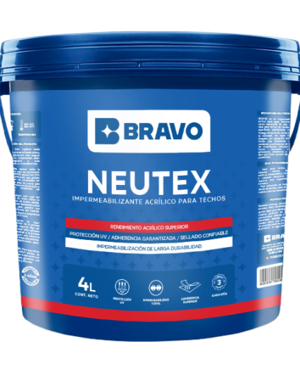 Pintura Impermeabilizante Acrílica para Techos – Neutex – Blanco – 4L